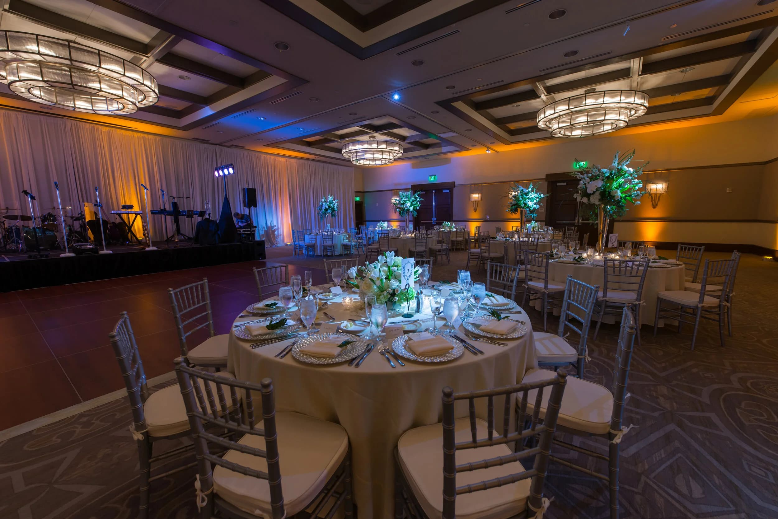 Evening wedding reception in the courtyard of the Alfond Inn, Winter Park